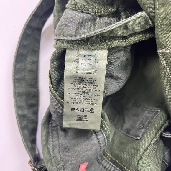 NWOT Anthropologie Pilcro Wanderer Patchwork Overalls Size 27 Green Cotton Blend - Picture 13 of 14